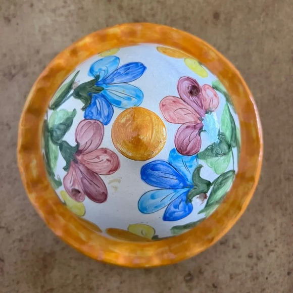 Hand‎ painted Portuguese Pottery Clay Terracota Dish with Lid Floral Design - Picture 2 of 8
